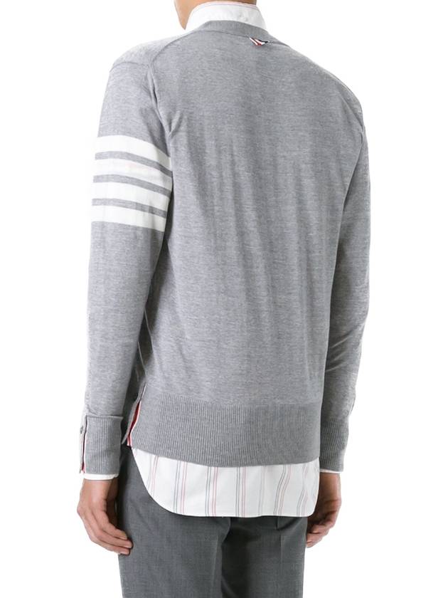 Men's Sustainable Classic Diagonal Wool Cardigan Pale Grey - THOM BROWNE - BALAAN 4