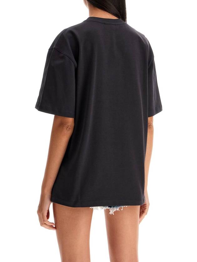 Drop Shoulder Heart Cotton Short Sleeve T-Shirt Black - GANNI - BALAAN 4