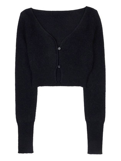 Le Alzou Cropped Mohair Cardigan Black - JACQUEMUS - BALAAN 2