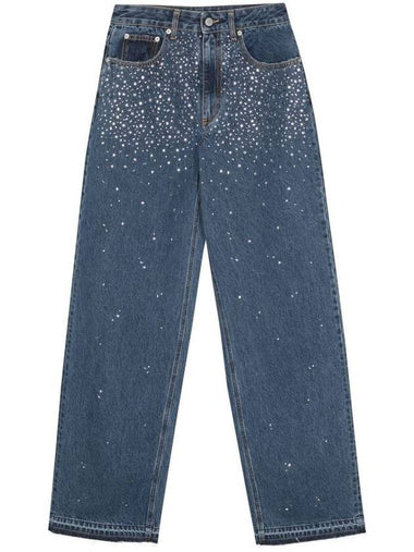 Alessandra Rich Wide Leg Jeans With Rhinestones - ALESSANDRA RICH - BALAAN 1