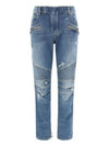 Biker Fade Denim Skinny Jeans Blue - BALMAIN - BALAAN 2