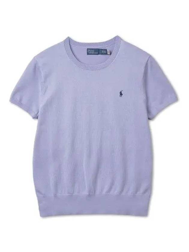 Earn 30 points W Cotton Blend Short Sleeve Sweater Lavender - POLO RALPH LAUREN - BALAAN 1