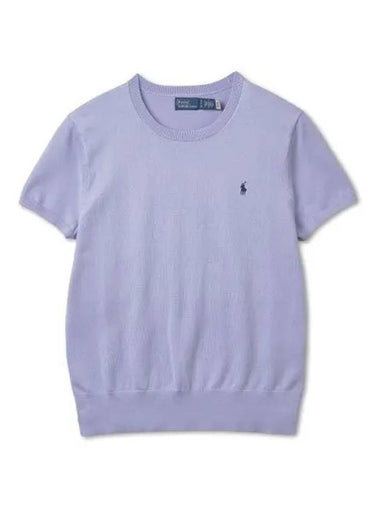 W Cotton Blend Short Sleeve Sweater Lavender - POLO RALPH LAUREN - BALAAN 1