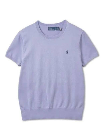 Earn 30 points W Cotton Blend Short Sleeve Sweater Lavender - POLO RALPH LAUREN - BALAAN 1