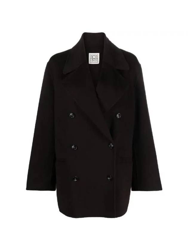 Women's Wool Double Peacoat Espresso - TOTEME - BALAAN 2