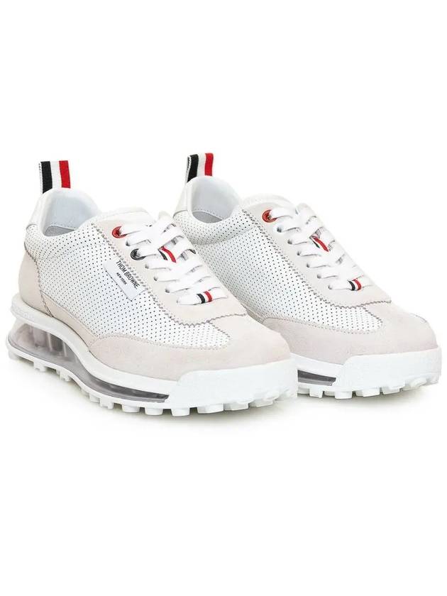 Women Vitello Calf Tech Runner Clear Sole Low Top Sneakers White - THOM BROWNE - BALAAN 3