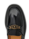 Metal Logo Leather Loafers Black - TOD'S - BALAAN 6