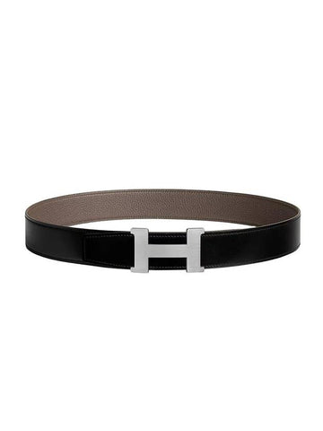 Constance Buckle Reversible Leather Strap 38mm Leather Noir - HERMES - BALAAN 1