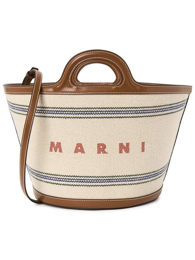 Logo Detail Striped Tote Bag White - MARNI - BALAAN 2