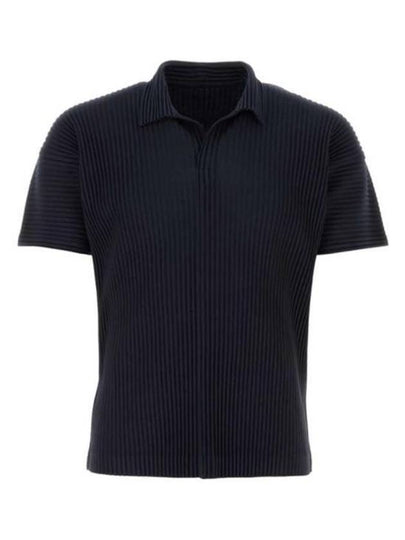 Pleated Polo Shirt Navy - ISSEY MIYAKE - BALAAN 2