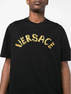 Seashell Baroque Embroidered Logo Crewneck Short Sleeve T-Shirt Black - VERSACE - BALAAN 6