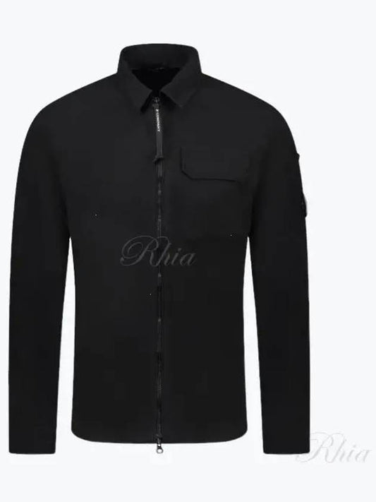 Gabardine Zipped Long Sleeve Shirt Black - CP COMPANY - BALAAN 2