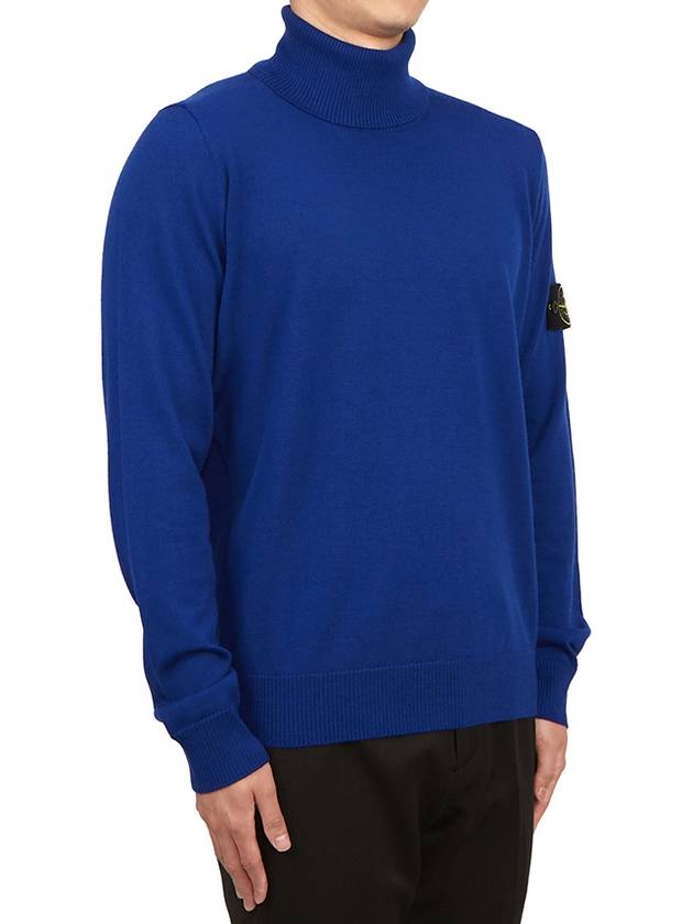 Wappen Patch Virgin Wool Turtleneck Blue - STONE ISLAND - BALAAN 4