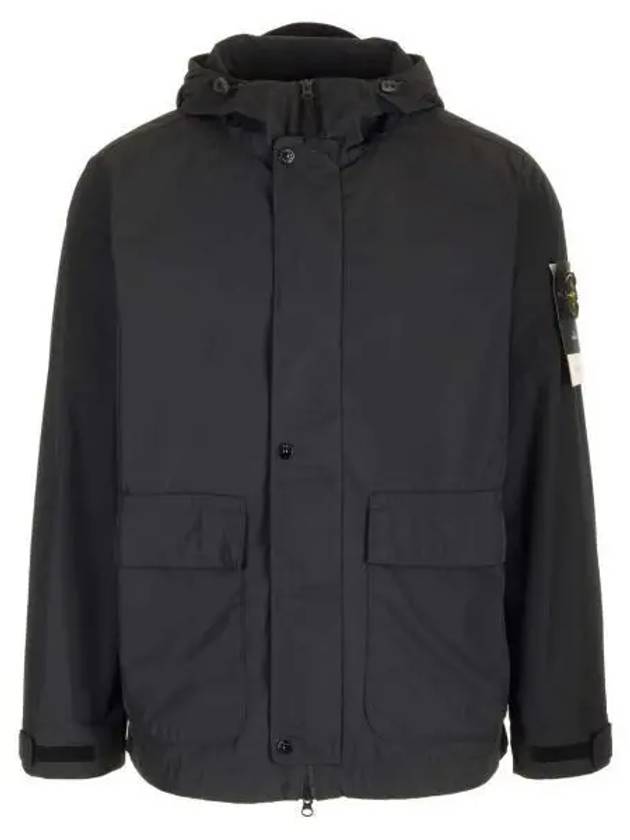 Logo Patch Hooded Jacket Black - STONE ISLAND - BALAAN 2