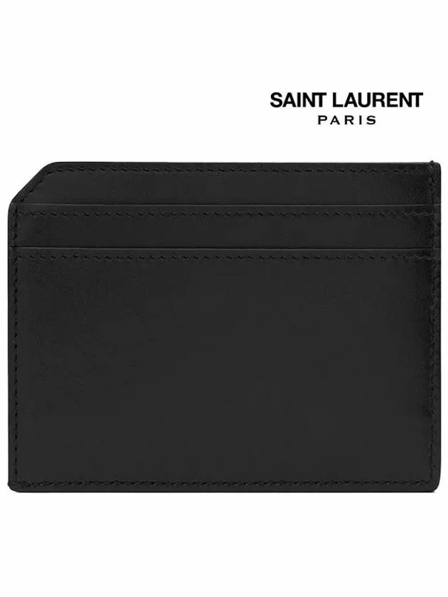 Paris Open Smooth Leather Card Wallet Black - SAINT LAURENT - BALAAN 5