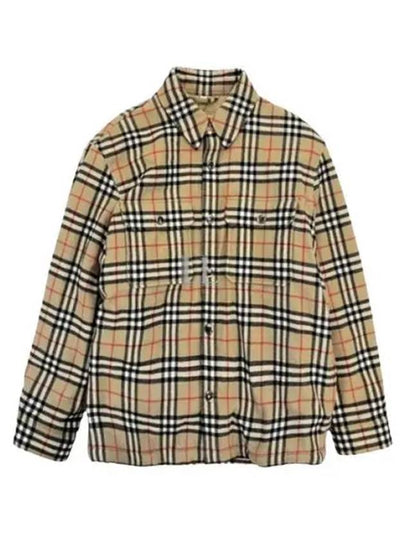 Vintage Check Wool Cotton Over Long Sleeve Shirt Archive Beige - BURBERRY - BALAAN 2