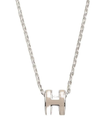 Mini Pop H Pendant Palladium & Marron Glace - HERMES - BALAAN 1