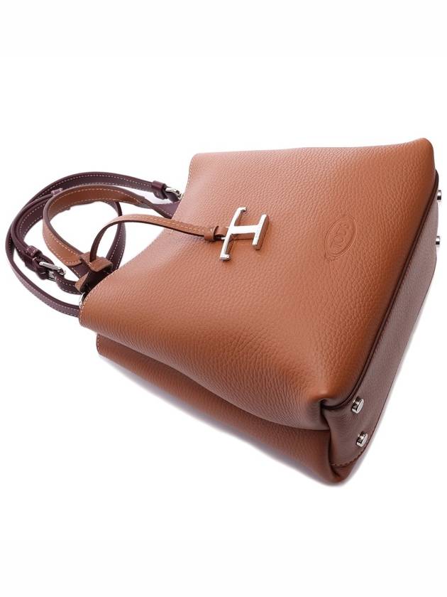 Logo Mini Leather Tote Bag Brown - TOD'S - BALAAN 6