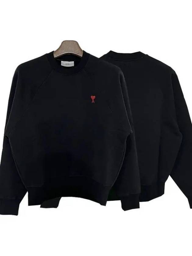 Small Heart Logo Sweatshirt Black - AMI - BALAAN 2