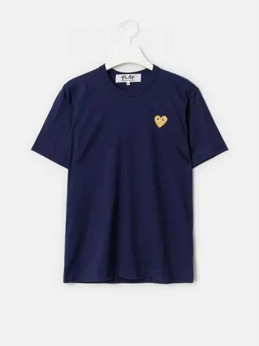 Women s Gold Heart Wappen T Shirt Navy Domestic Product GM0022110910589 - COMME DES GARCONS PLAY - BALAAN 1