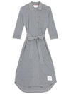 Women's Belted Shirt Midi Dress Grey - THOM BROWNE - BALAAN 2