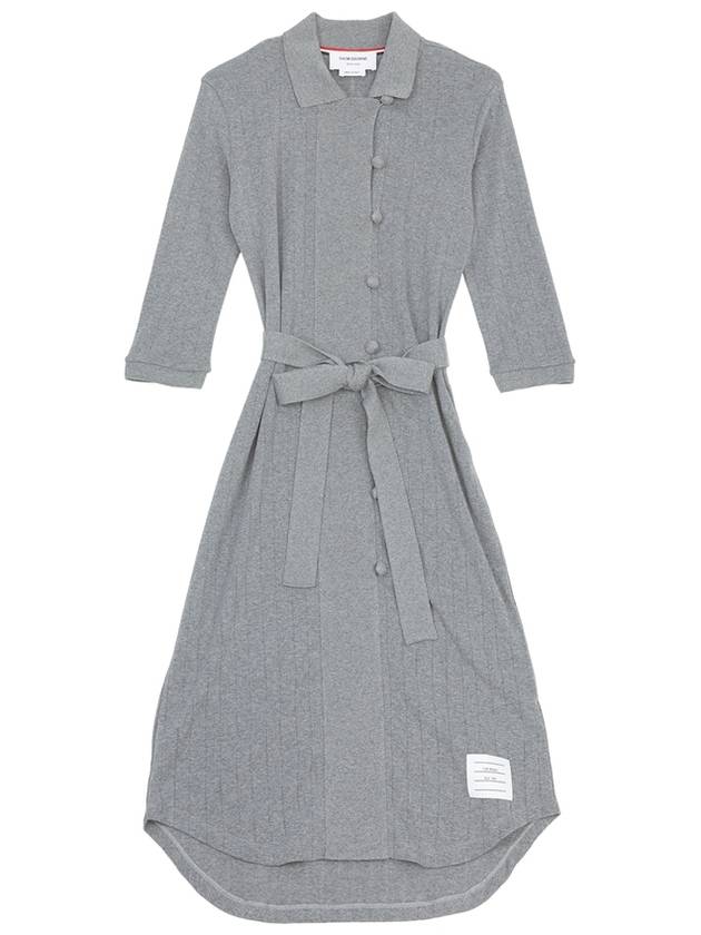 Women's Belted Shirt Midi Dress Grey - THOM BROWNE - BALAAN 2