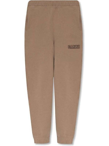 Women's Software Logo Jogger Track Pants Brown - GANNI - BALAAN 1