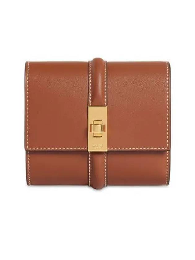 Small 16 Shiny Calf Half Wallet Tan - CELINE - BALAAN 1