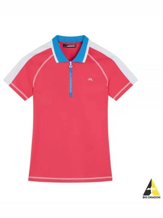 Kourtney Short Sleeve Polo Shirt Azalea - J.LINDEBERG - BALAAN 2