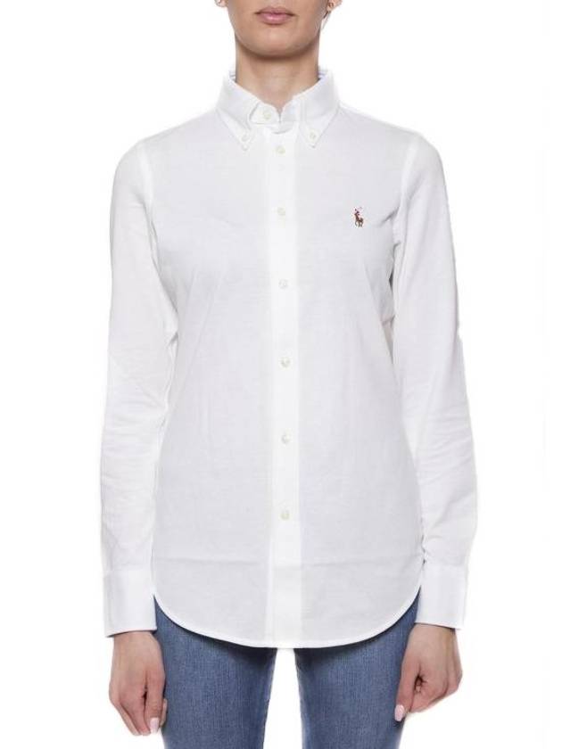 Women's Cotton Long Sleeve Shirt White - POLO RALPH LAUREN - BALAAN 4