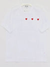 P1T3373 WHITE Triple Red Heart Short Sleeve T Shirt - COMME DES GARCONS - BALAAN 3