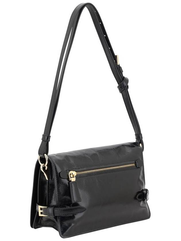 Triangle Logo Leather Shoulder Bag Black - PRADA - BALAAN 4