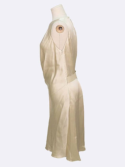 Ferragamo beige color silk belt decoration women s tank top dress size 42 - SALVATORE FERRAGAMO - BALAAN 2