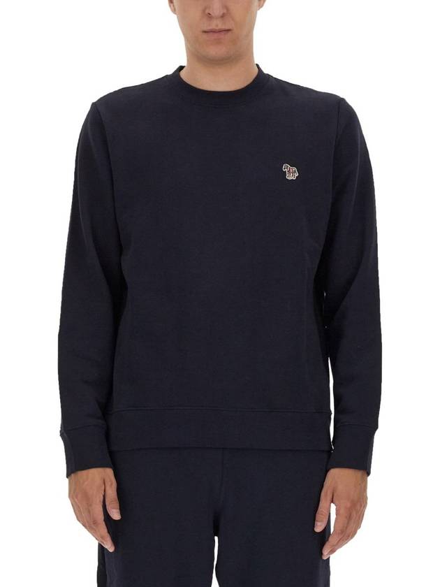 Zebra Patch Organic Cotton Sweatshirt Navy - PAUL SMITH - BALAAN 2