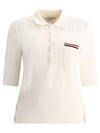 Cotton Tipping Polo Shirt White - THOM BROWNE - BALAAN 1