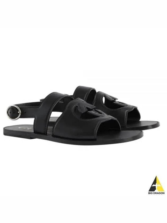 Men's Interlocking G Leather Sandals Black - GUCCI - BALAAN 2