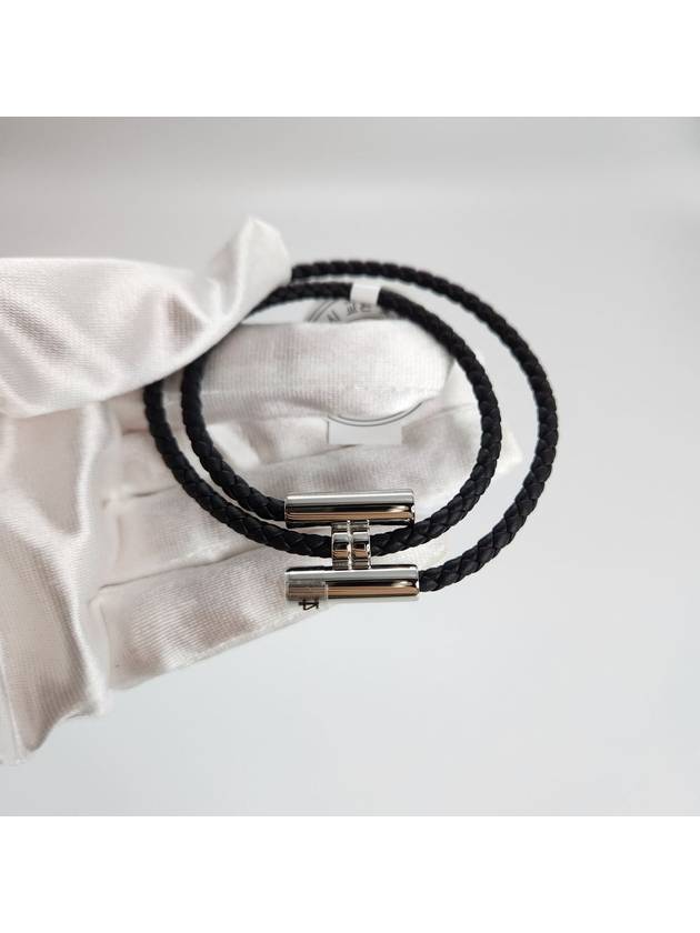 Tunis Tresse Palladium Bracelet Noir - HERMES - BALAAN 6