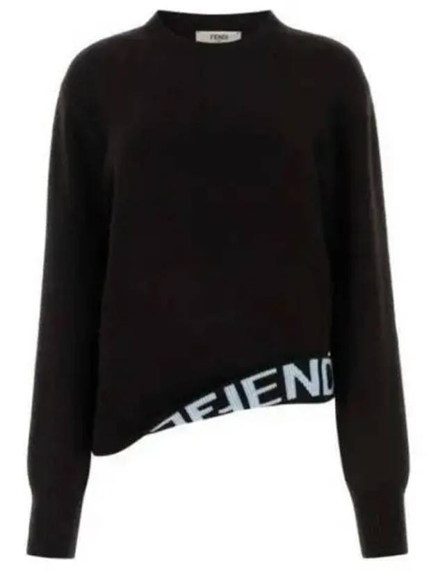 Crew Neck Knit Top Brown - FENDI - BALAAN 2