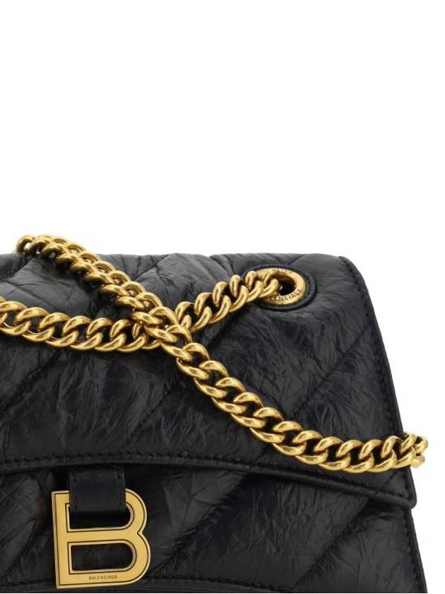 Women's Crush Logo Gold Chain Small Shoulder Bag Black - BALENCIAGA - BALAAN 5