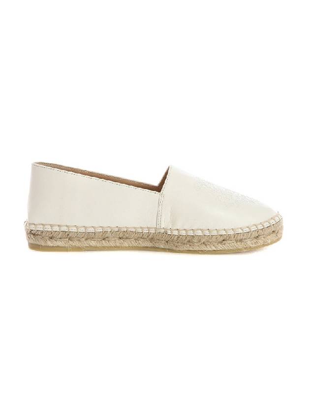 tiger engraved logo leather espadrilles white - KENZO - BALAAN.