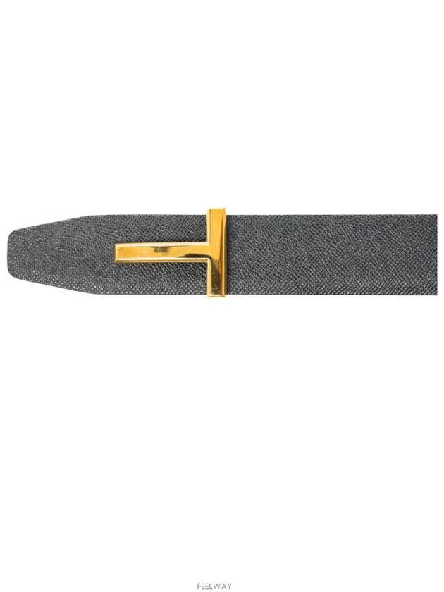 T Buckle Reversible Leather Belt Chocolate Black - TOM FORD - BALAAN 3