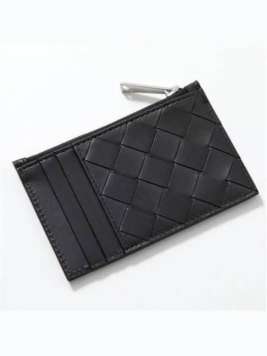 Intrecciato Zipper Leather Card Wallet Black - BOTTEGA VENETA - BALAAN 2