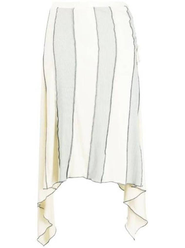 Stripe Print Drape Asymmetric H-Line Skirt Ivory Grey - DIESEL - BALAAN 1