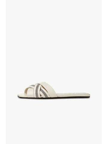 10 epoint Women s Monili Strap Nappa Leather Slide Ivory - BRUNELLO CUCINELLI - BALAAN 1