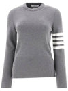 4-Bar Milano Stitch Crew Neck Knit Top Light Grey - THOM BROWNE - BALAAN 2