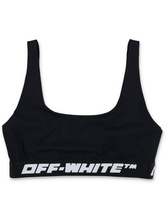 Logo Band Sports Bra Black - OFF WHITE - BALAAN 1