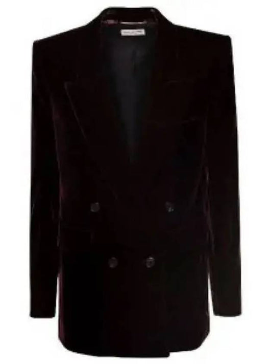 Double Breasted Velvet Jacket Red - SAINT LAURENT - BALAAN 2