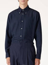 Agui Button Down Cotton Cashmere Long Sleeve Shirt Somber Blue - LORO PIANA - BALAAN 3