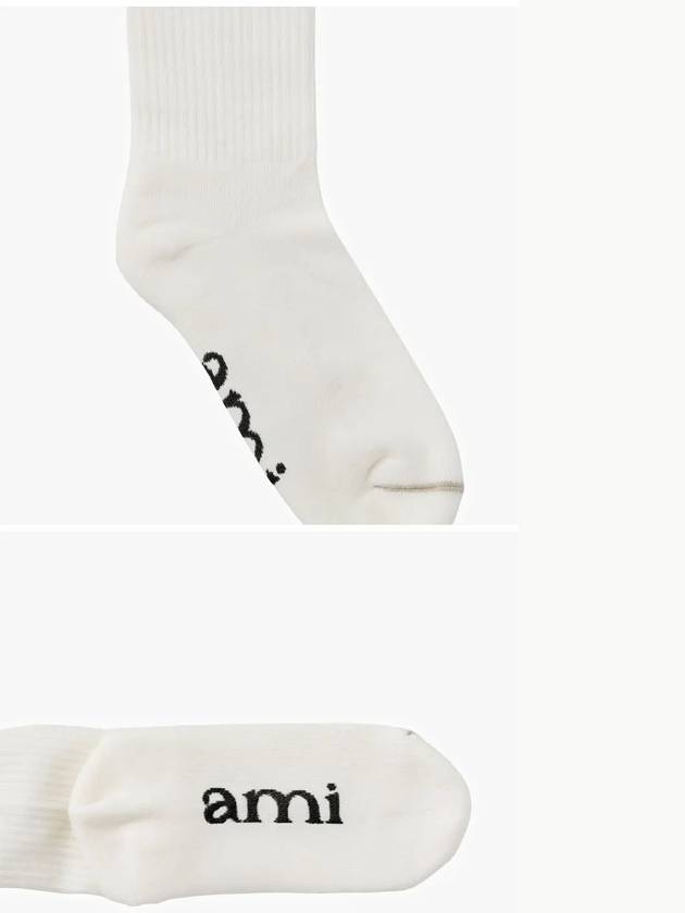 ADC Stripe Heart Logo Socks White - AMI - BALAAN 4