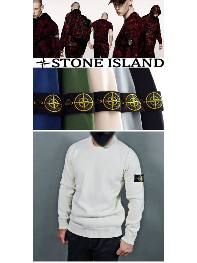 Wappen Patch Crew Neck Wool Knit Top White - STONE ISLAND - BALAAN 3